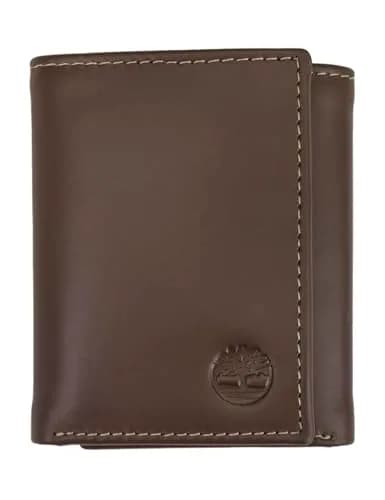 Timberland Men's Leather Trifold Wallet With ID Window, Brown (Hunter) 10.8 cm (4.25" H x 3.5" W) thumbnail 1