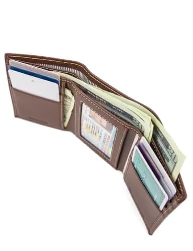 Timberland Men's Leather Trifold Wallet With ID Window, Brown (Hunter) 10.8 cm (4.25" H x 3.5" W) thumbnail 3