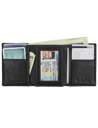 Timberland Men's Leather Trifold Wallet With ID Window, Black 10.8cm (4.25") | Genuine Italian Leather, RFID Blocking thumbnail 2