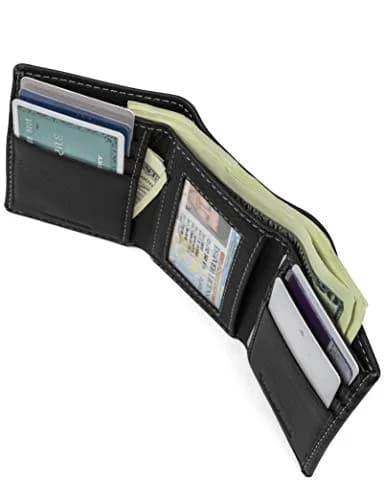 Timberland Men's Leather Trifold Wallet With ID Window, Black 10.8cm (4.25") | Genuine Italian Leather, RFID Blocking thumbnail 3