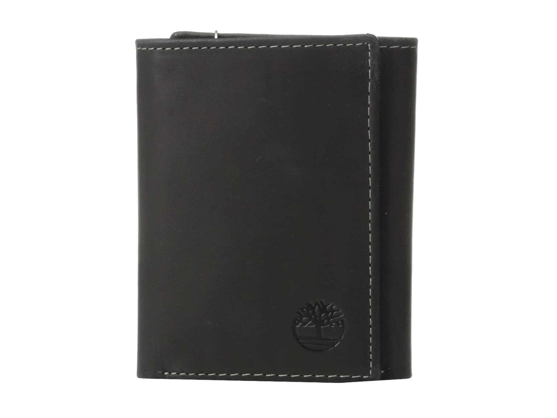 Timberland Men's Leather Trifold Wallet With ID Window, Black 10.8cm (4.25") | Genuine Italian Leather, RFID Blocking — Black (Hunter) / One Size