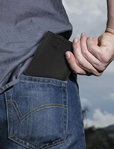 Timberland Men's Leather Trifold Wallet Black (Hunter) 10.8cm x 8.9cm | Genuine Italian Leather thumbnail 2