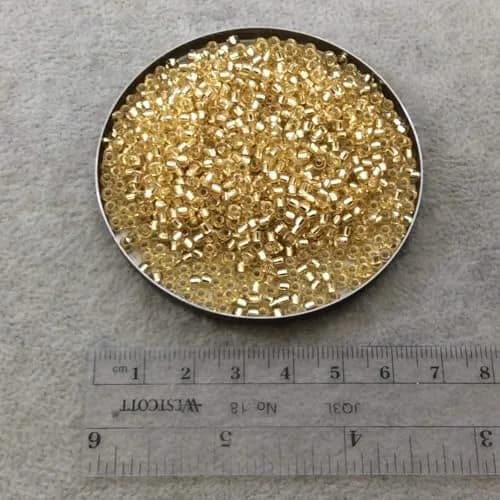 Miyuki Round Seed Bead Size 8/0 22g Tube Silverlined Lt Gold | High-Quality Japanese Seed Beads for Jewelry & Crafts thumbnail 2