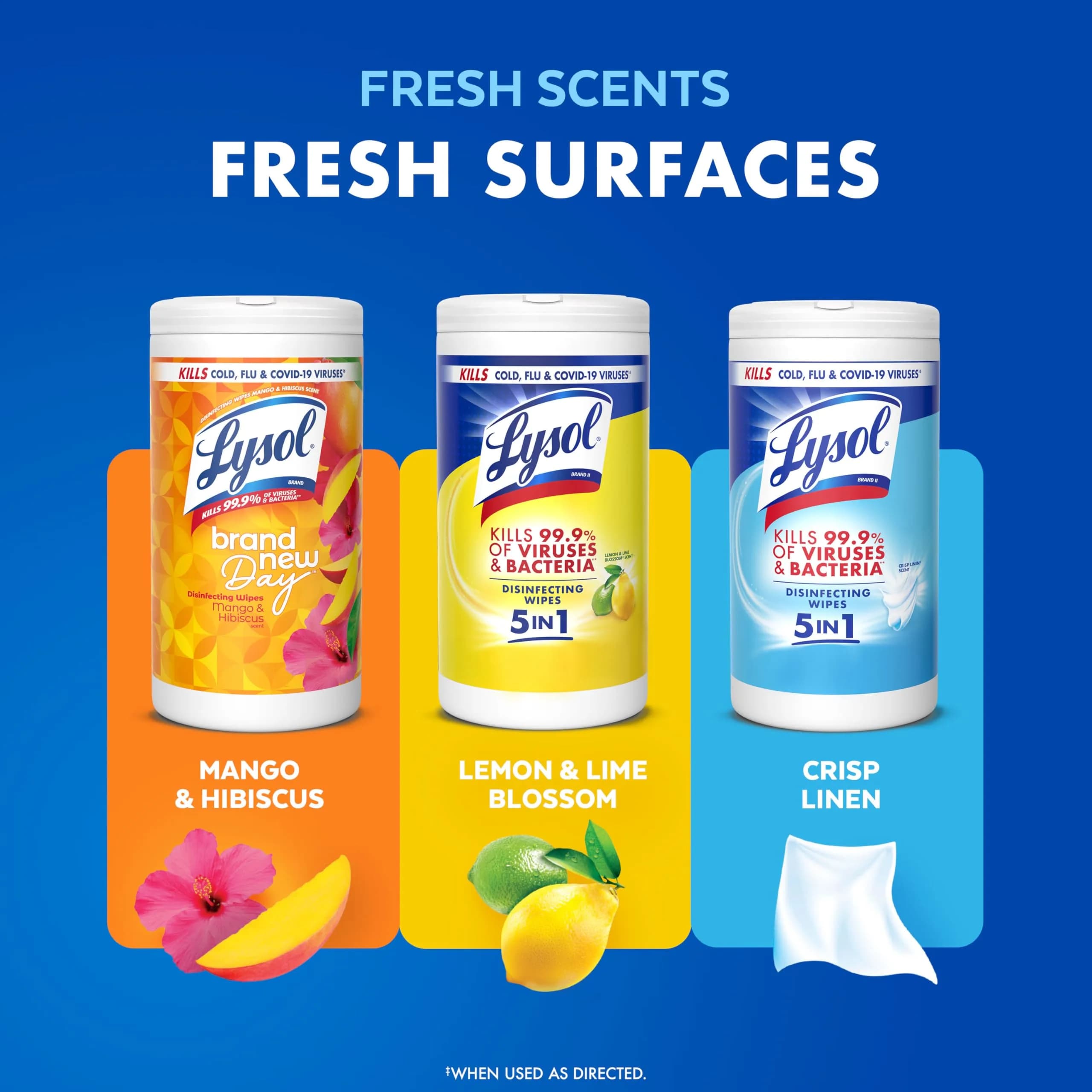 Lysol Disinfecting Wipes Multi-Surface Cleaner Crisp Linen 80 ct | Kills 99.9% of Viruses & Bacteria - view 8