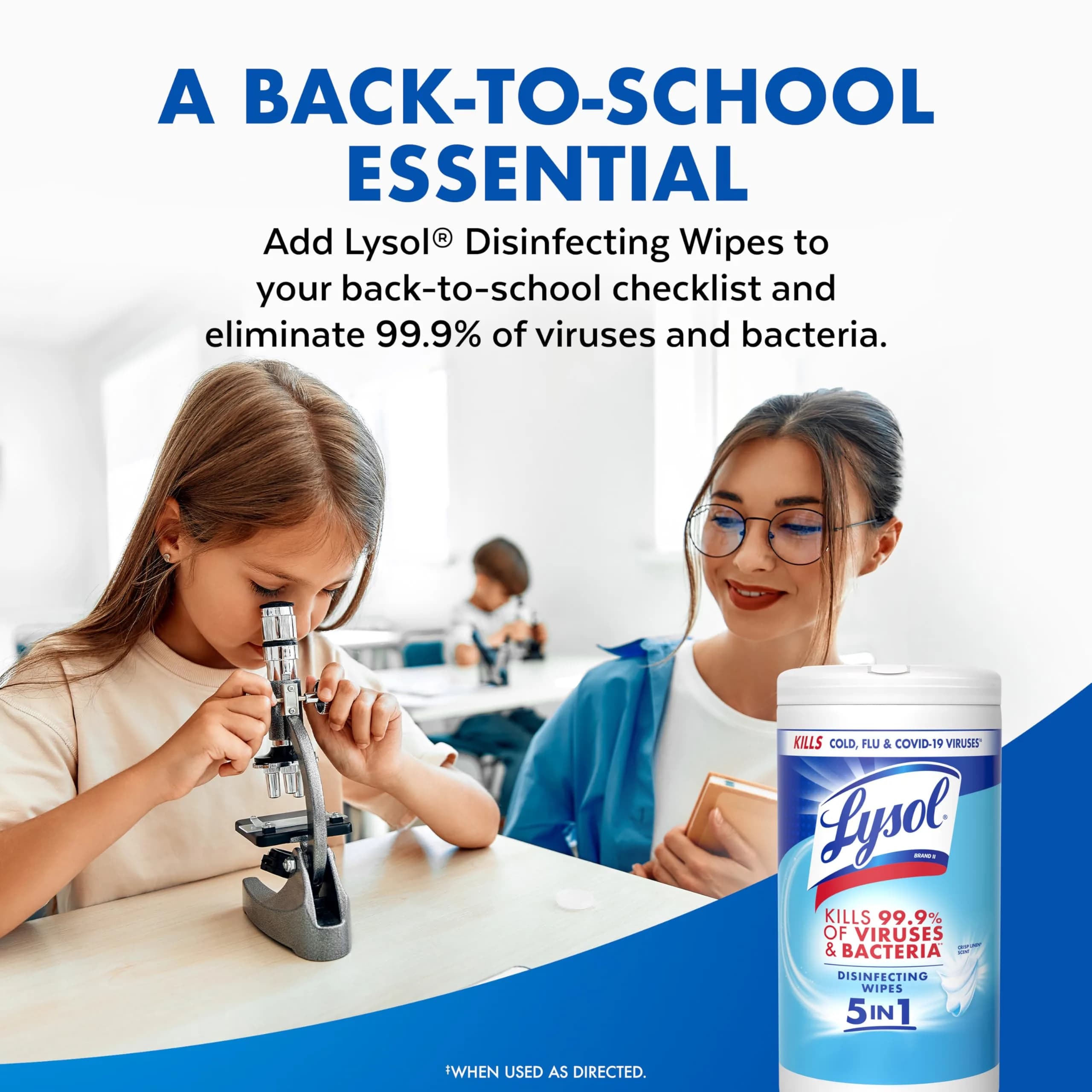 Lysol Disinfecting Wipes Multi-Surface Cleaner Crisp Linen 80 ct | Kills 99.9% of Viruses & Bacteria - view 9