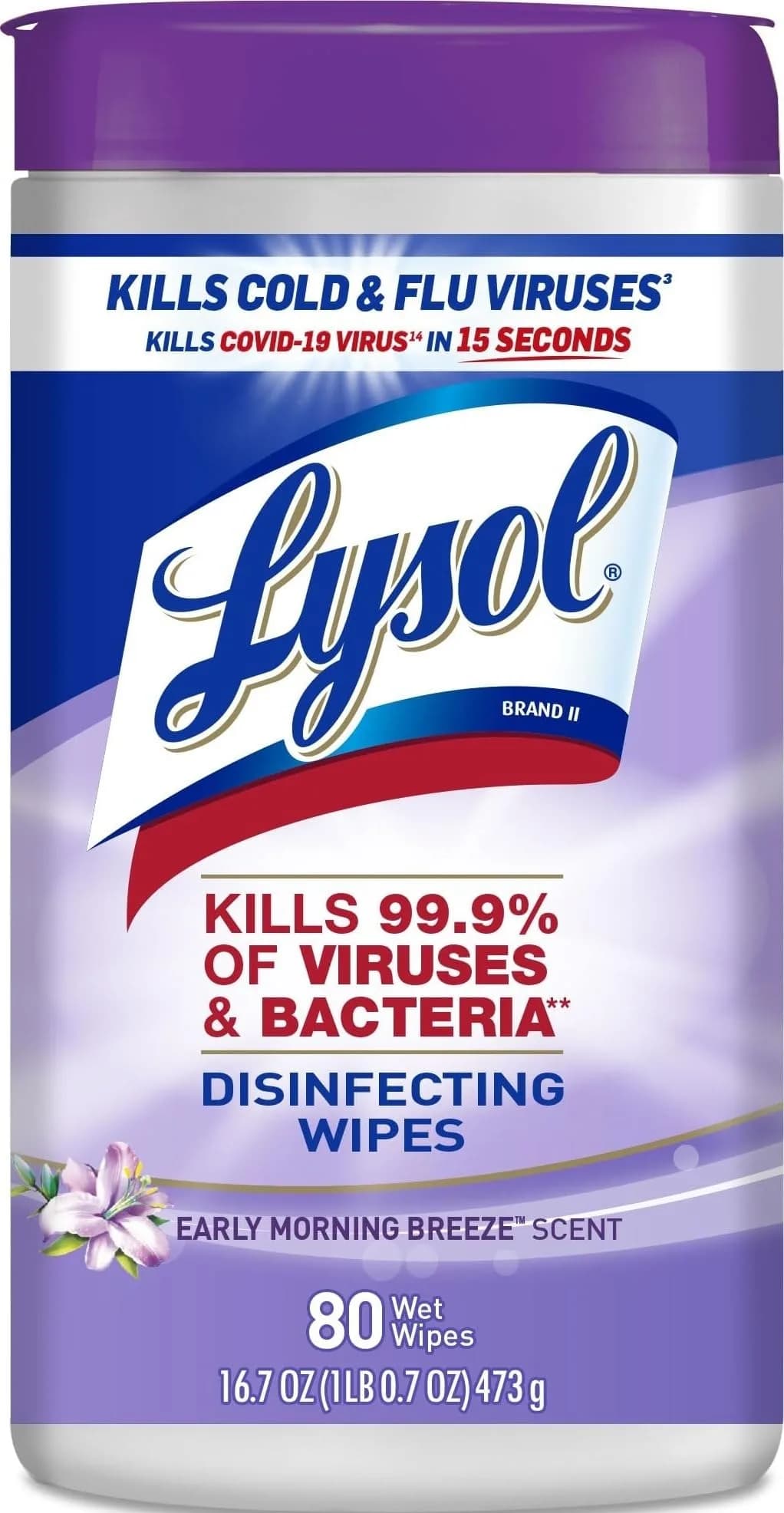 Lysol Disinfecting Wipes Multi-Surface Cleaner Morning Breeze 80 ct. | Kills 99.9% of Viruses & Bacteria - main product image