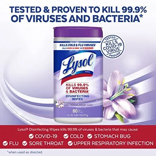 Lysol Disinfecting Wipes Multi-Surface Cleaner Morning Breeze 80 ct. | Kills 99.9% of Viruses & Bacteria thumbnail 2