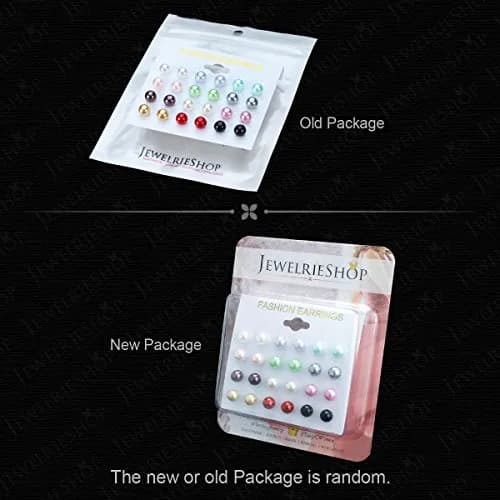 JEWELRIESHOP Hypoallergenic Pearl Earrings Set | 12 Pairs, 6mm | Colorful Faux Pearls for Women thumbnail 7