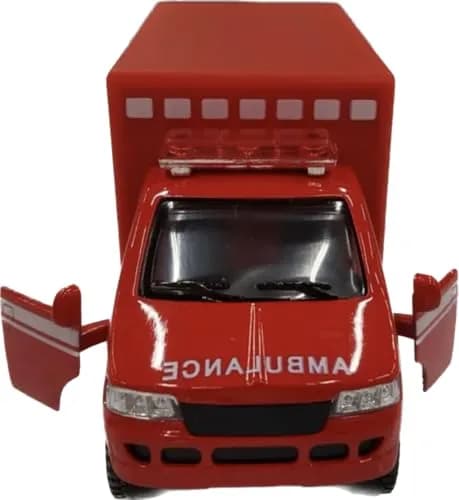 KiNSMART Rescue Team Ambulance 12cm (4.75") Die Cast Metal Toy | Realistic Pullback Action thumbnail 2