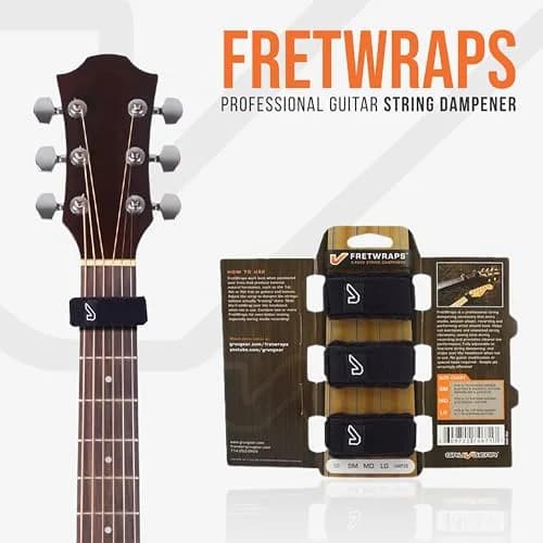 Gruv Gear FretWrap String Dampener 3 Pack Small Black | Reduces Unwanted String Noise for Bass & Guitar thumbnail 2