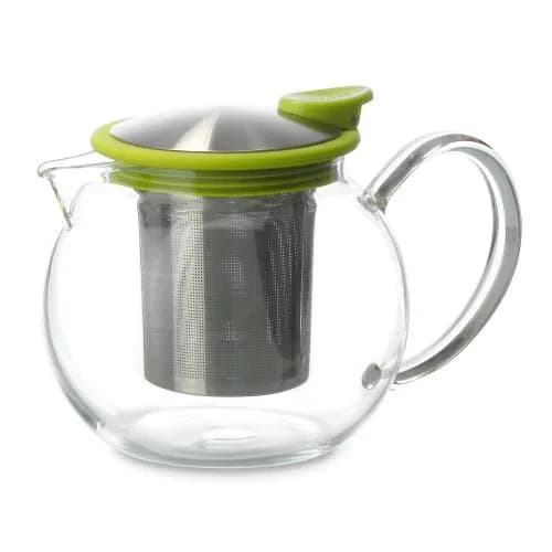 FORLIFE Bola Glass Teapot with Basket Infuser 25oz./750ml., Lime | Borosilicate Glass & Stainless Steel thumbnail 1