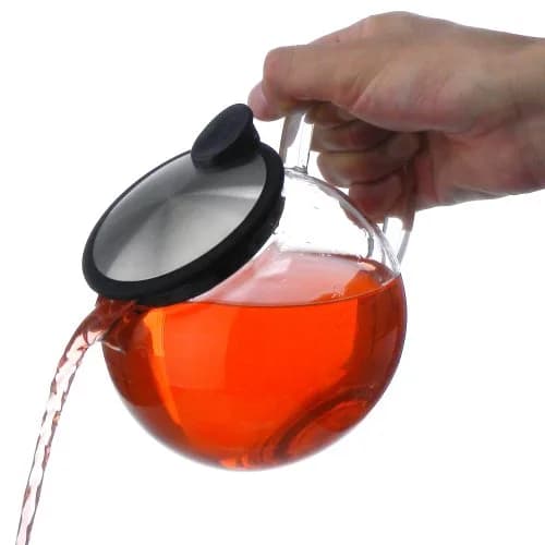 FORLIFE Bola Glass Teapot with Basket Infuser 25oz./750ml., Lime | Borosilicate Glass & Stainless Steel thumbnail 4
