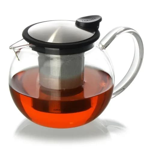 FORLIFE Bola Glass Teapot with Basket Infuser 25oz./750ml., Lime | Borosilicate Glass & Stainless Steel thumbnail 2