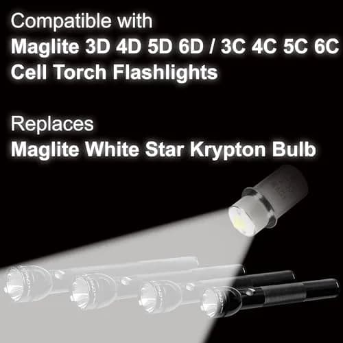 HQRP 10-Pack High Power 3W LED Bulb Compatible with Maglite 3D 4D 5D 6D / 3C 4C 5C 6C / 3-4-5-6 D/C Cell Torch Flashlights thumbnail 6