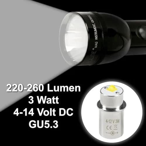 HQRP 10-Pack High Power 3W LED Bulb Compatible with Maglite 3D 4D 5D 6D / 3C 4C 5C 6C / 3-4-5-6 D/C Cell Torch Flashlights thumbnail 3