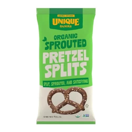 Unique Snacks Sprouted Splits Pretzels 8 Oz Pack of 12 | Unsalted, Homestyle Baked, Kosher thumbnail 1