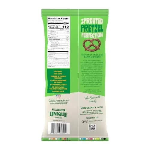 Unique Snacks Sprouted Splits Pretzels 8 Oz Pack of 12 | Unsalted, Homestyle Baked, Kosher thumbnail 2