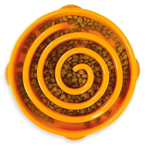 Outward Hound Fun Feeder Slo Bowl Large 4-Cup Capacity Orange Swirl Pattern | Slow Feeding Dog Bowl for Medium to Large Dogs thumbnail 1