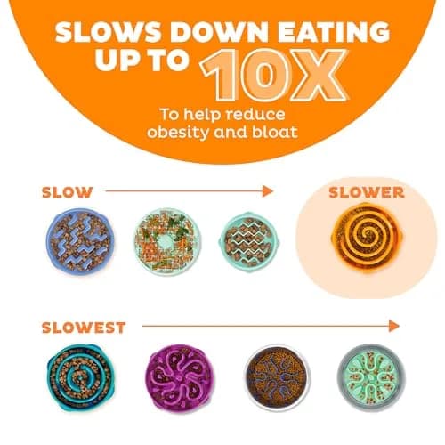 Outward Hound Fun Feeder Slo Bowl Large 4-Cup Capacity Orange Swirl Pattern | Slow Feeding Dog Bowl for Medium to Large Dogs thumbnail 4