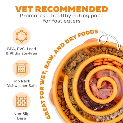 Outward Hound Fun Feeder Slo Bowl Large 4-Cup Capacity Orange Swirl Pattern | Slow Feeding Dog Bowl for Medium to Large Dogs thumbnail 3