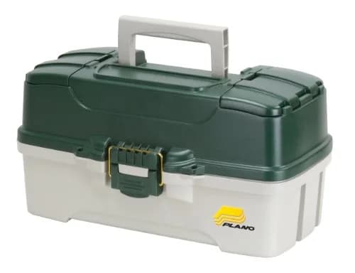 Plano 3-Tray Tackle Box with Dual Top Access, Dark Green Metallic/Off White, 1.8 kg (3.5 lb) | Classic Fishing Storage thumbnail 1