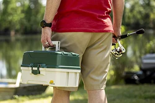 Plano 3-Tray Tackle Box with Dual Top Access, Dark Green Metallic/Off White, 1.8 kg (3.5 lb) | Classic Fishing Storage thumbnail 5