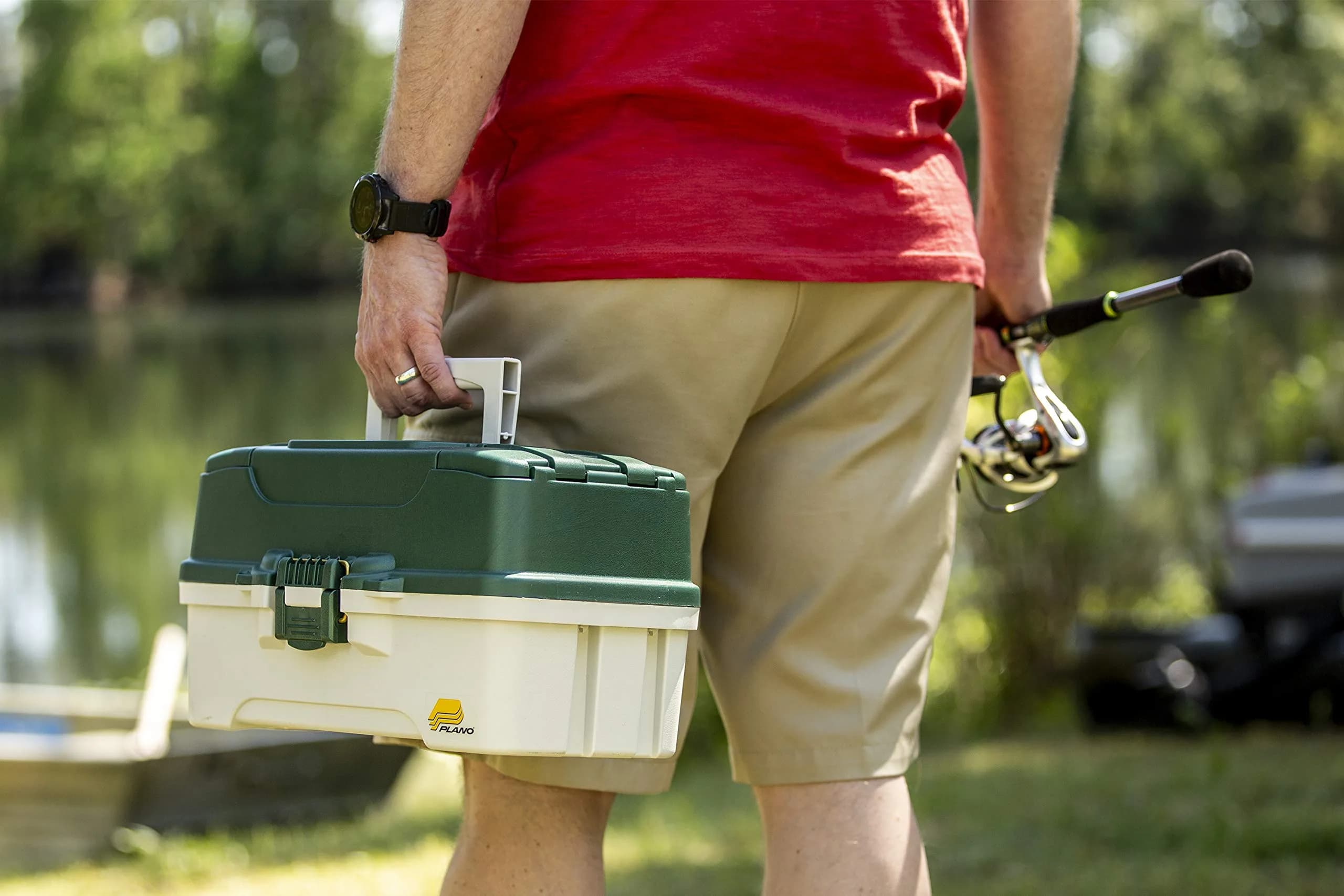Plano 3-Tray Tackle Box with Dual Top Access, Dark Green Metallic/Off White, 1.8 kg (3.5 lb) | Classic Fishing Storage - view 5