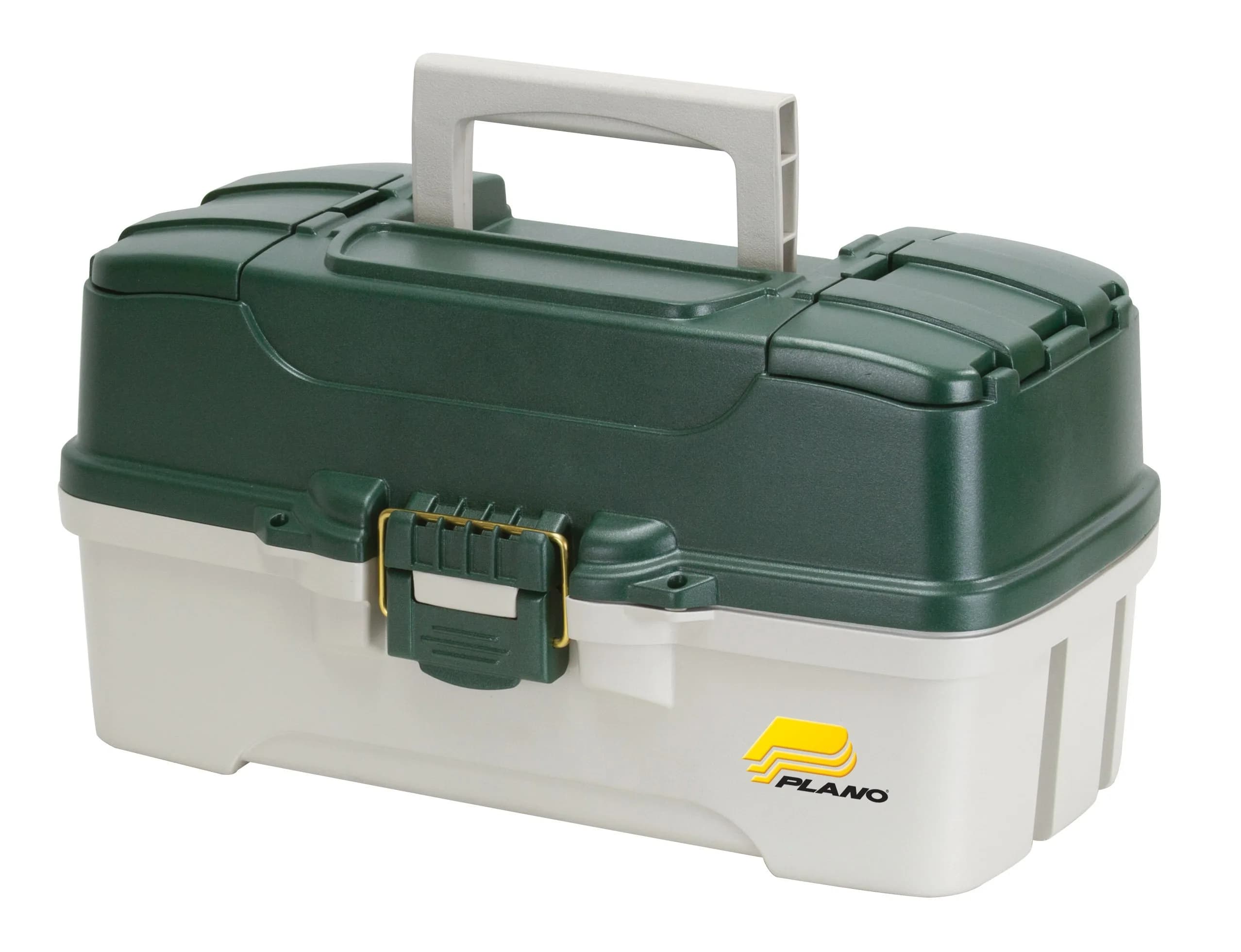 Plano 3-Tray Tackle Box with Dual Top Access, Dark Green Metallic/Off White, 1.8 kg (3.5 lb) | Classic Fishing Storage - main product image