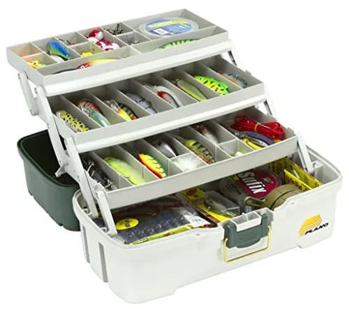 Plano 3-Tray Tackle Box with Dual Top Access, Dark Green Metallic/Off White, 1.8 kg (3.5 lb) | Classic Fishing Storage thumbnail 2