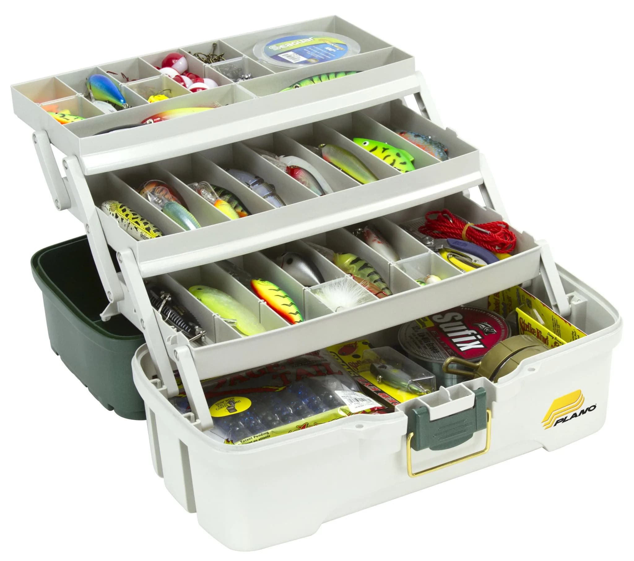 Plano 3-Tray Tackle Box with Dual Top Access, Dark Green Metallic/Off White, 1.8 kg (3.5 lb) | Classic Fishing Storage - view 2
