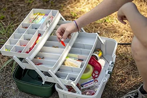Plano 3-Tray Tackle Box with Dual Top Access, Dark Green Metallic/Off White, 1.8 kg (3.5 lb) | Classic Fishing Storage thumbnail 3