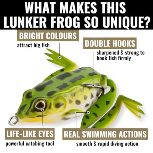 Lunkerhunt Lunker Frog Lure | Topwater Frog with Realistic Legs, Hollow Body (Green Tea) for Freshwater Bass & Trout thumbnail 4