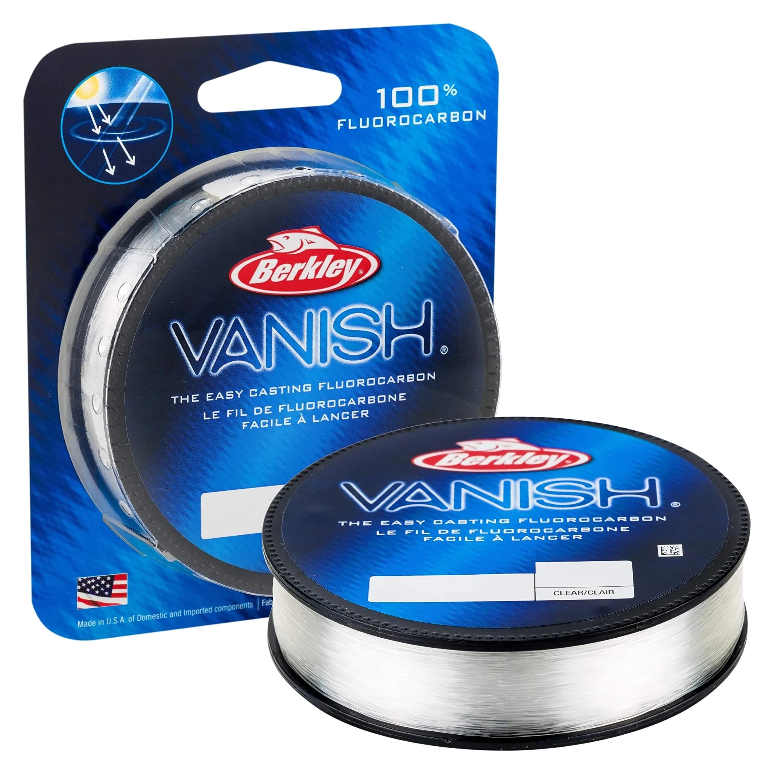 Berkley Vanish Clear Fluorocarbon Fishing Line 3.6kg (8lb) | 228m (250yd) | Virtually Invisible Underwater - main product image