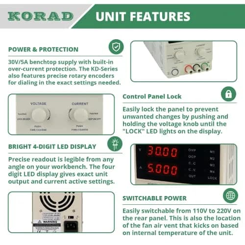 KORAD KD3005D Power Supply 30V 5A | Lab Grade Adjustable DC Linear Power Source thumbnail 2