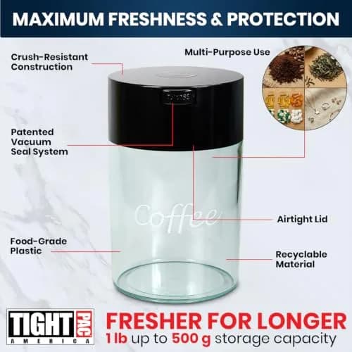 COFFEEVAC 1.85L (1lb) Airtight Vacuum Coffee Container | Keeps Coffee Fresh & Smell-Proof thumbnail 4