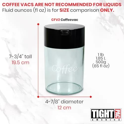 COFFEEVAC 1.85L (1lb) Airtight Vacuum Coffee Container | Keeps Coffee Fresh & Smell-Proof thumbnail 7