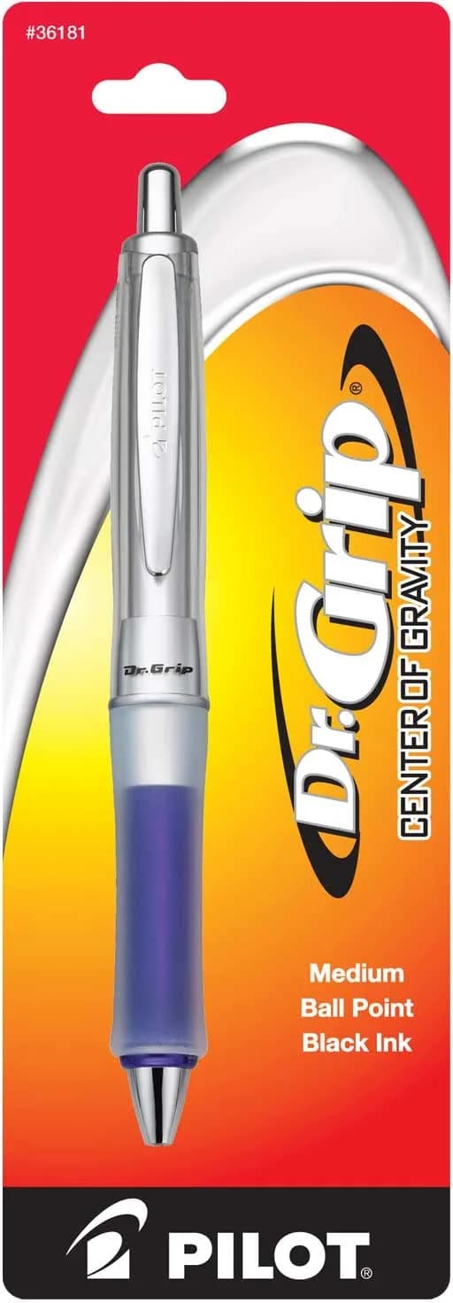 PILOT Dr. Grip Center of Gravity Retractable Ball Point Pen, Medium Point, Black Ink, Pack of 3 (Blue) | Arthritis Foundation Commended Ergonomic Design - view 2