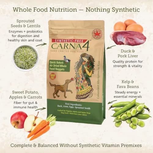 CARNA4 Gentle Quick-Baked Air-Dried Dog Food, Duck Recipe, 3lb | Grain-Free, Digestible & Natural thumbnail 3