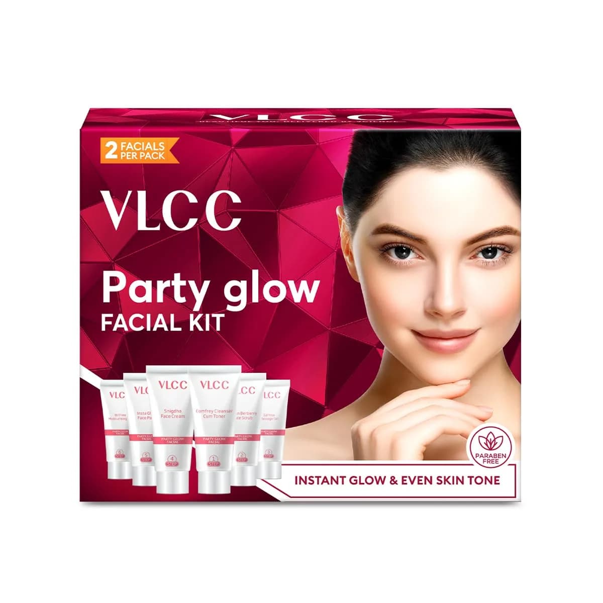 VLCC Party Glow Facial Kit 60gm (2.12 Oz) | Natural Glow for All Skin Types — Sachet