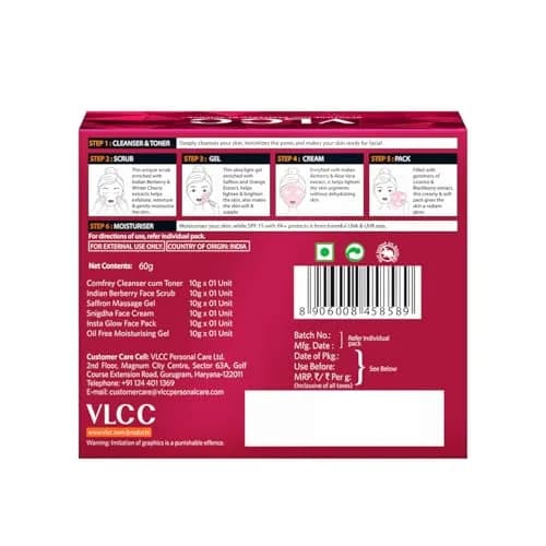 VLCC Party Glow Facial Kit 60gm (2.12 Oz) | Natural Glow for All Skin Types thumbnail 9
