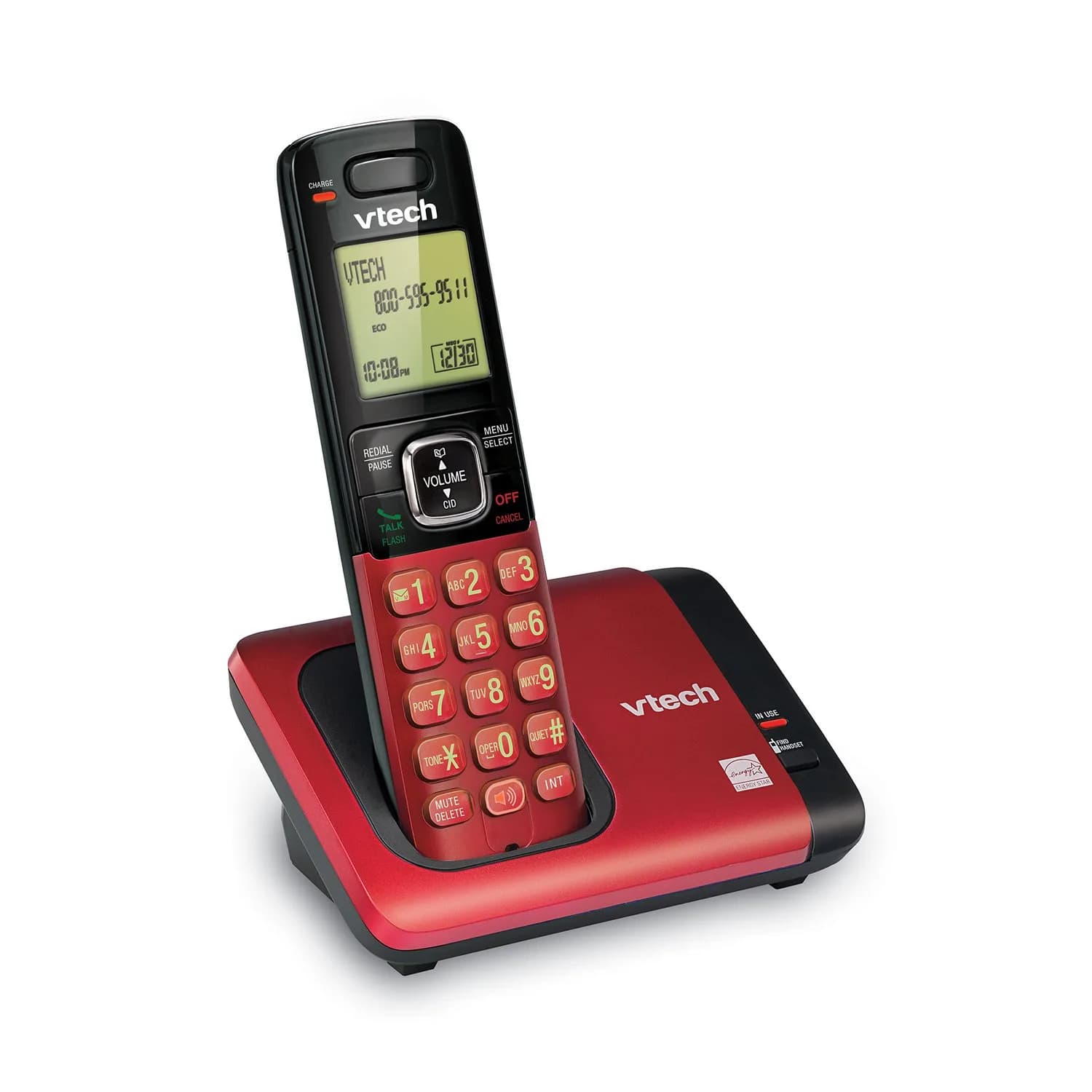 VTech CS6719-16 DECT 6.0 Cordless Phone with Caller ID, 1 Handset, Red | Authentic USA Import — Red