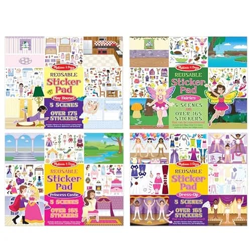 Melissa & Doug Reusable Sticker Pad Set: Fairies, Princess Castle, Play House, Dress-Up | 680+ Stickers thumbnail 1