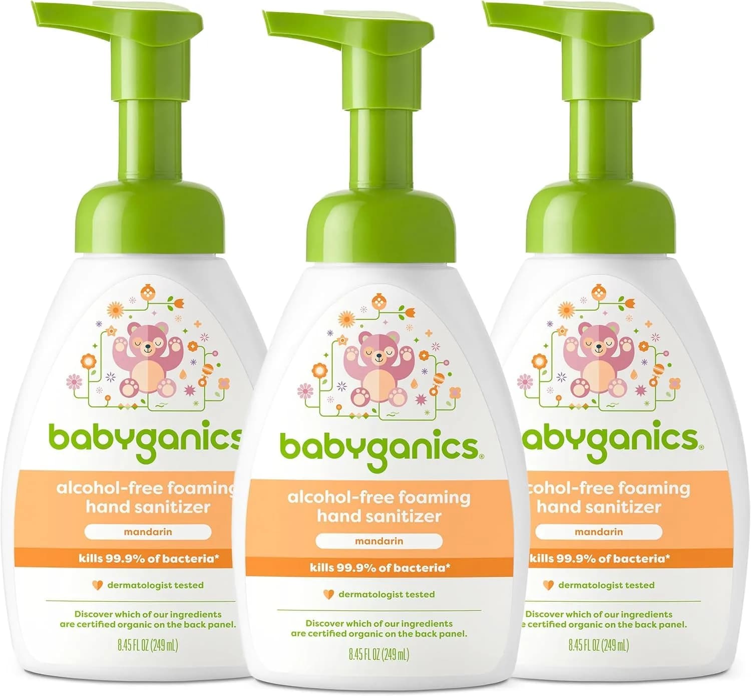Babyganics Alcohol-Free Foaming Hand Sanitizer Mandarin 253ml (8.45 Fl Oz) | Kills 99.9% Bacteria — Mandarin