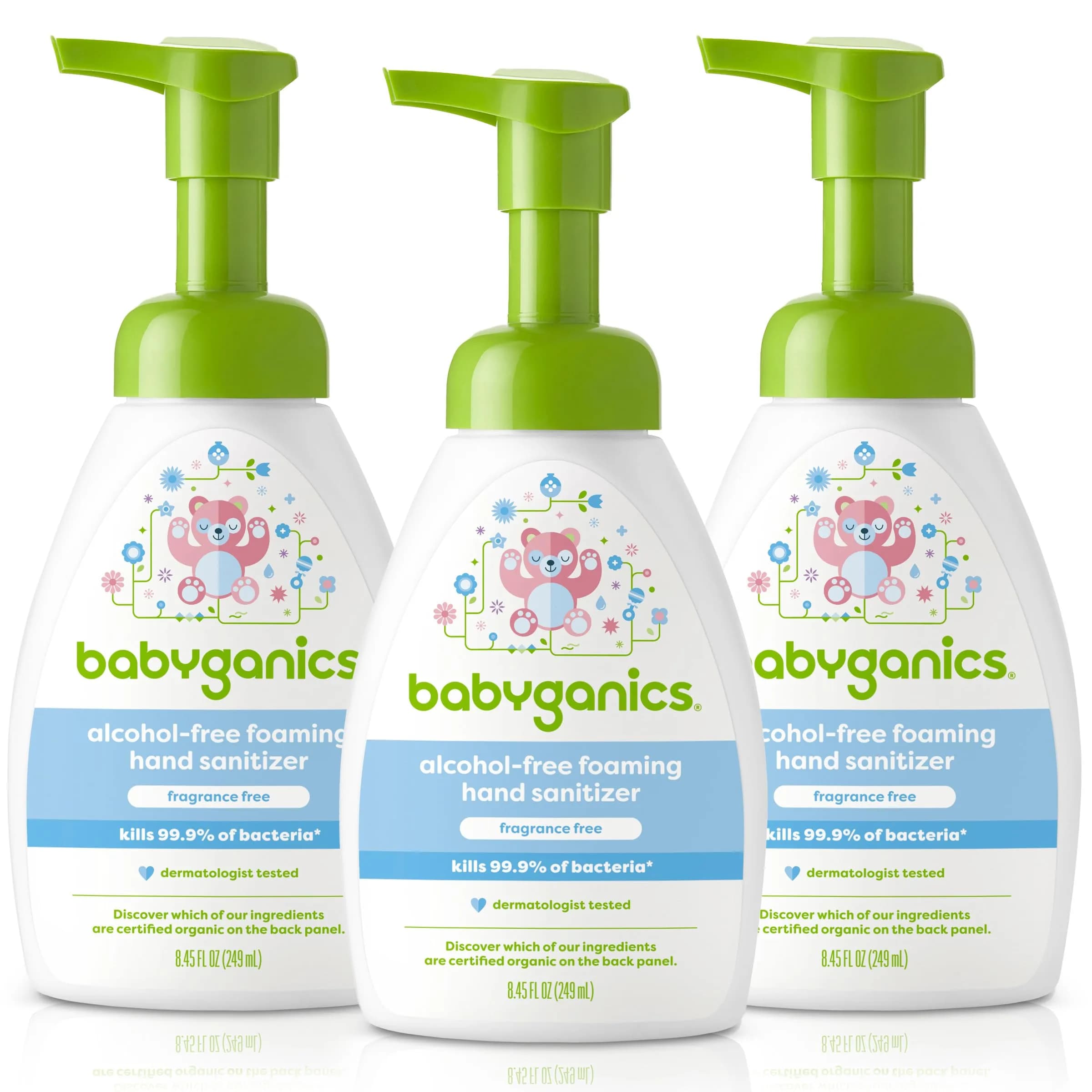 Babyganics Alcohol-Free Foaming Hand Sanitizer, Fragrance Free 253ml (8.45 Fl Oz) | Kills 99.9% of Bacteria