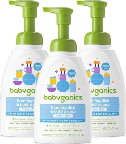 Babyganics Foaming Dish Soap Fragrance Free 48 fl oz (1.42 L) | Gentle Plant-Based Formula — Fragrance Free