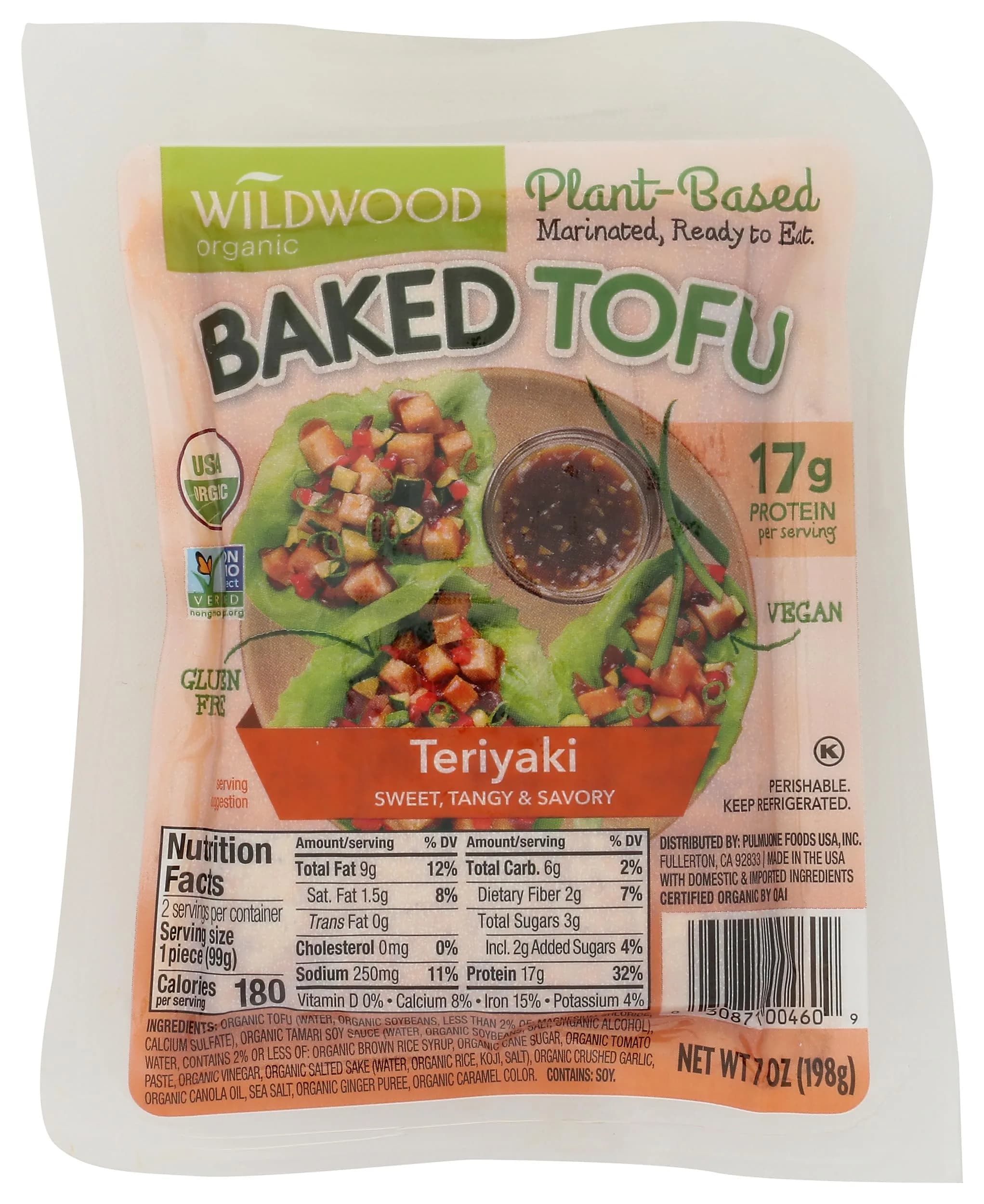 Wildwood Organic SprouTofu Baked Tofu Teriyaki 6 Oz | Ready-to-Eat, No Cholesterol, Vegan