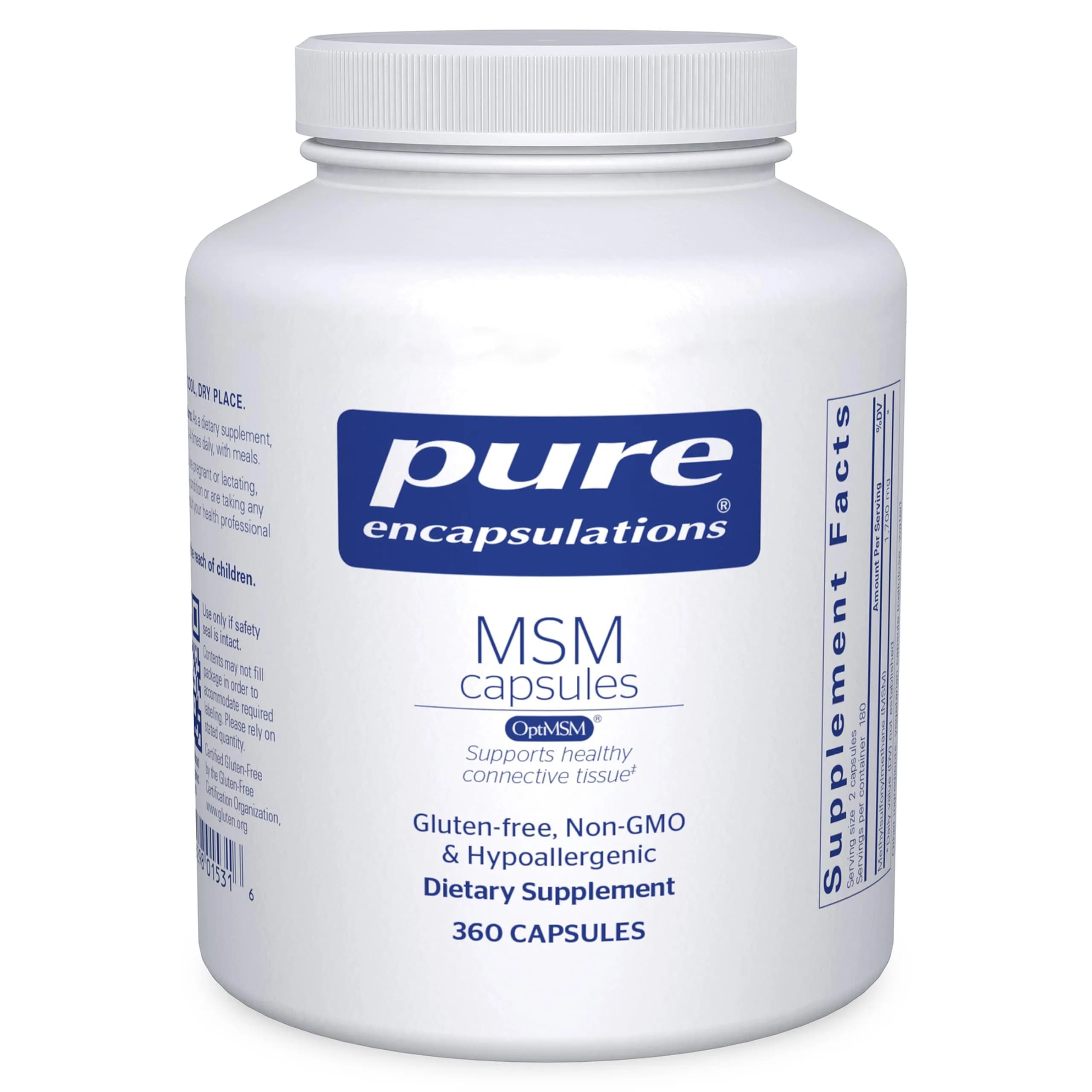 Pure Encapsulations MSM Capsules 360 Count | Sulfur Supplement for Joint Health, Immune Function, Hair, Skin & Nails — Red