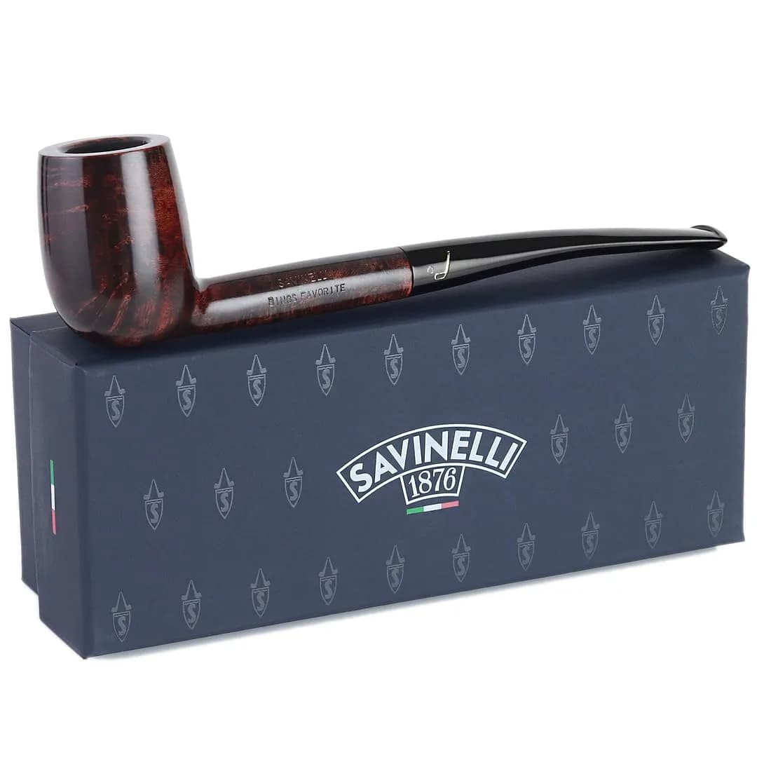 Savinelli Bing's Collection - Long Straight Billiard 1 Count | Handcrafted Italian Briar Pipe for Collectors — Brown Polished