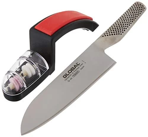 Global Knife & Water Sharpener, Silver | 8-inch Cromova 18 Stainless Steel | Japan thumbnail 1