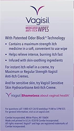 Vagisil Anti-Itch Medicated Feminine Wipes 20 Count | Fast Relief for Vaginal Itch & Odor thumbnail 9